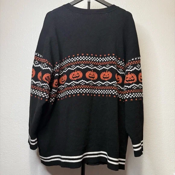 Torrid Fair Isle Cardigan Pumpkin Jack O Lantern Pattern Button Front Size 3 - Picture 5 of 6